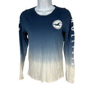 Hollister Ombre Blue & White Long Sleeve Graphic Tee Size XS
